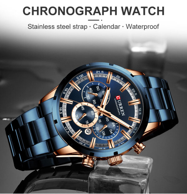 Reloj CURREN Blue Deportivo Acero Inoxidable - Imagen 3