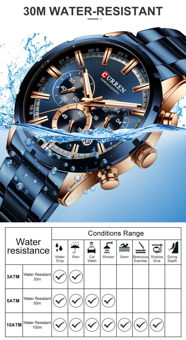 Reloj CURREN Blue Deportivo Acero Inoxidable - Imagen 5