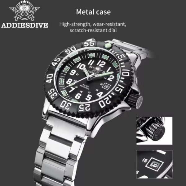 Reloj ADDIESDIVE Estilo Militar Acero Inox 50 Metros - Imagen 3